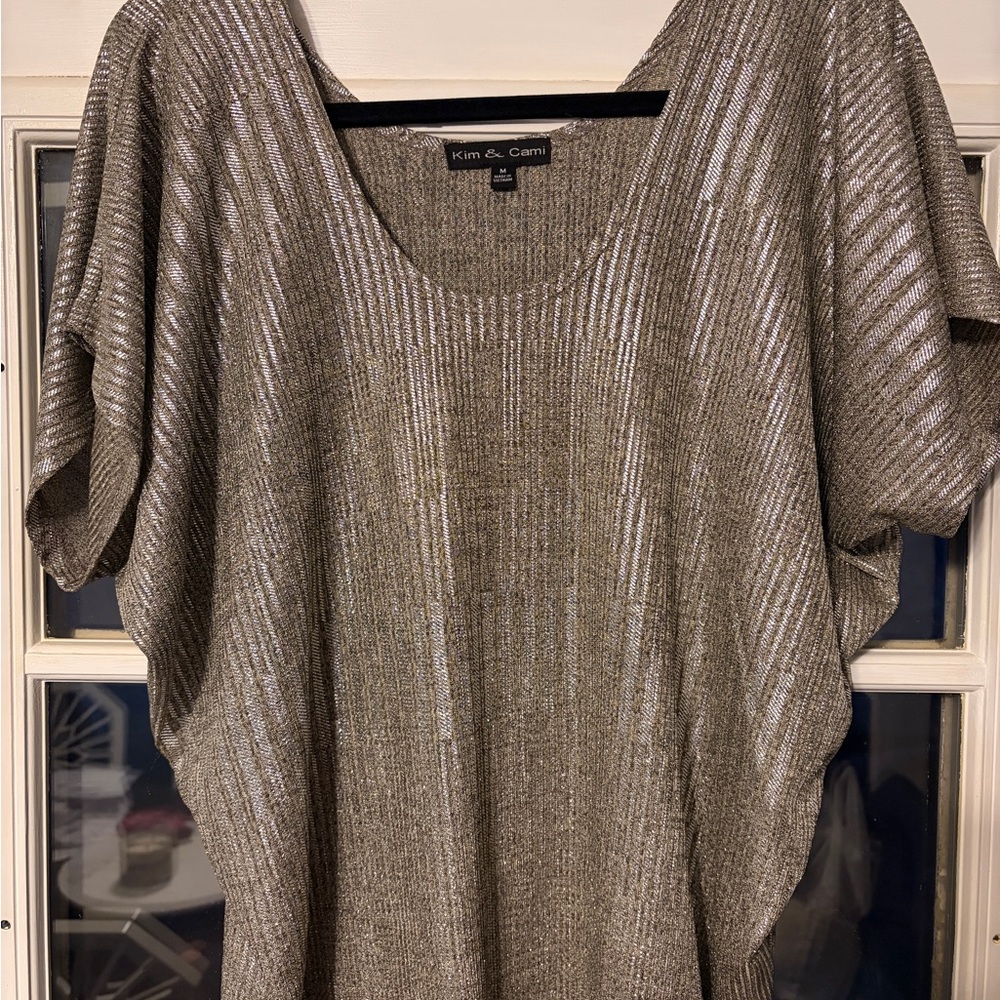 Kim & Cami Shiny Silver/Gold tone Blouse